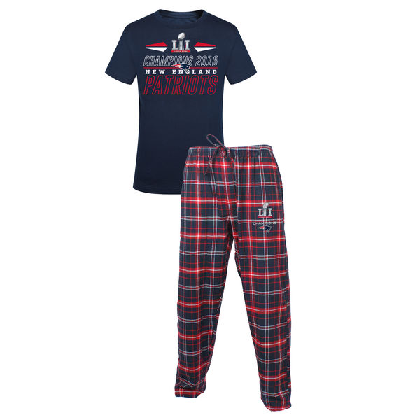 New England Patriots Concepts Sport Super Bowl LI Champions T-Shirt and Pants Sleep Set - Navy/Red